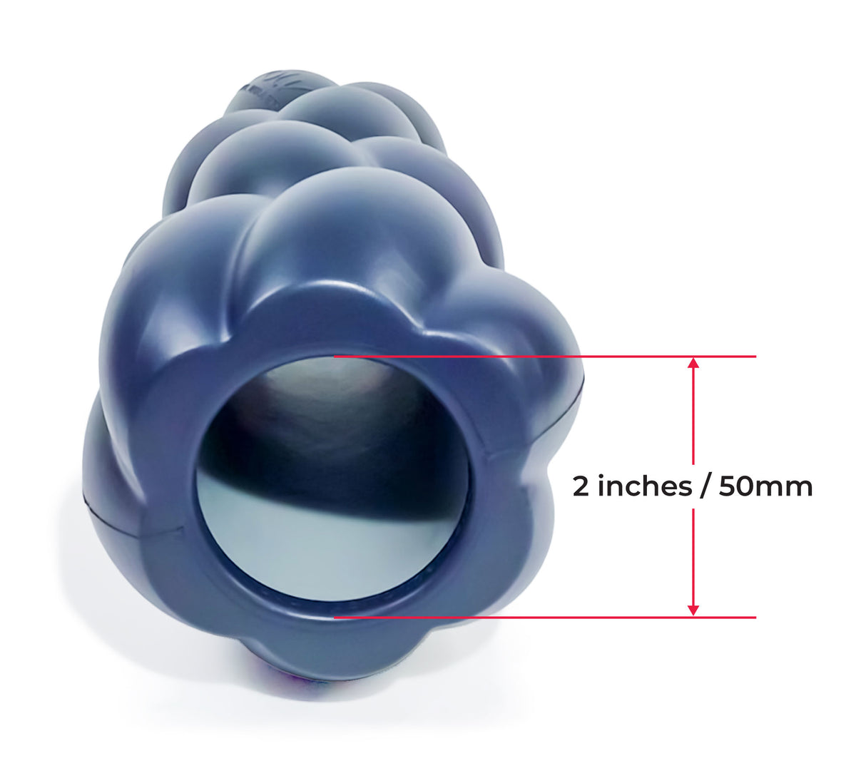 The interior diameter of the barbell roller is shown at 2 inches (50 millimeters).